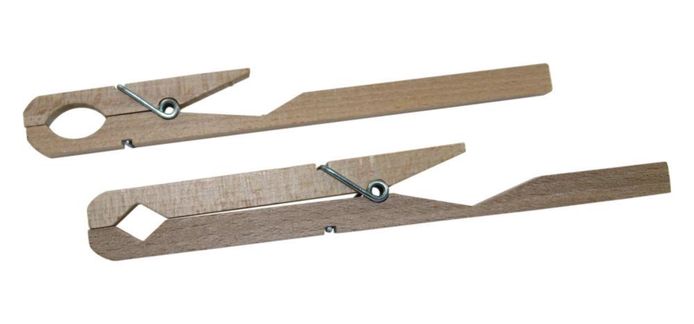 Test tube holder, wood for neck dia. up to 30 mm with metal spring, pack of 10