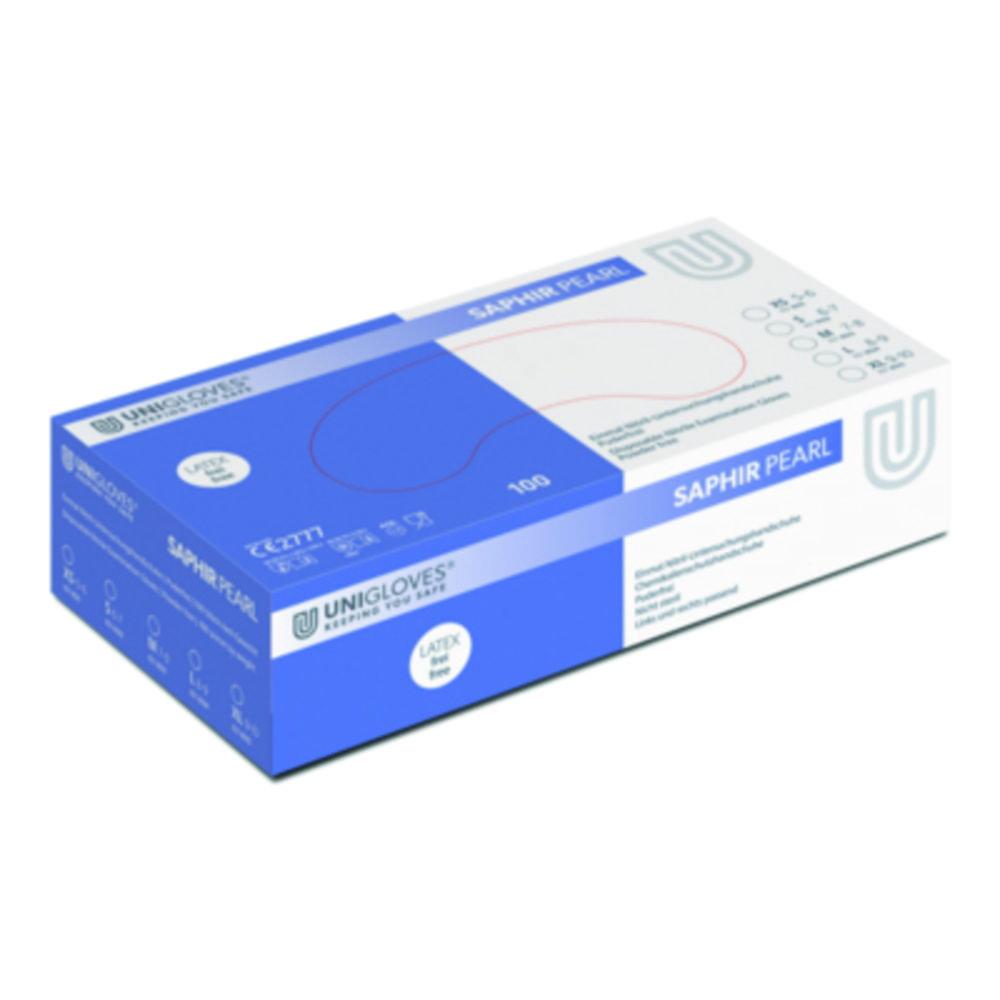 Unigloves Nitril Handschuhe Sapphire Pearl Size L (9) Sapphire, Latex/powder Free, Non steril, Rolling Edges,Micro-Roughened Finger Spitzen, Packung mit 100
