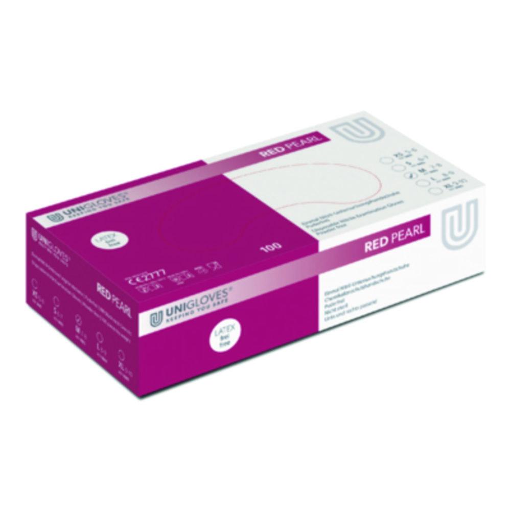 Unigloves Nitril Handschuhe rot Pearl Size XL (10) rot, Latex/powder Free, Non steril,Rolling Edges, Micro-Roughened Finger Spitzen, Packung mit 100