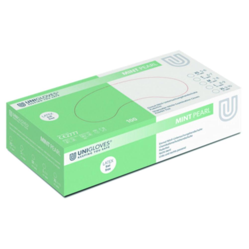 Unigloves Nitril Handschuhe Mint Pearl Size M (8) Mint,Latex/powder Free,Non steril,Rolling Edges, Micro-Roughened Finger Spitzen, Packung mit 100