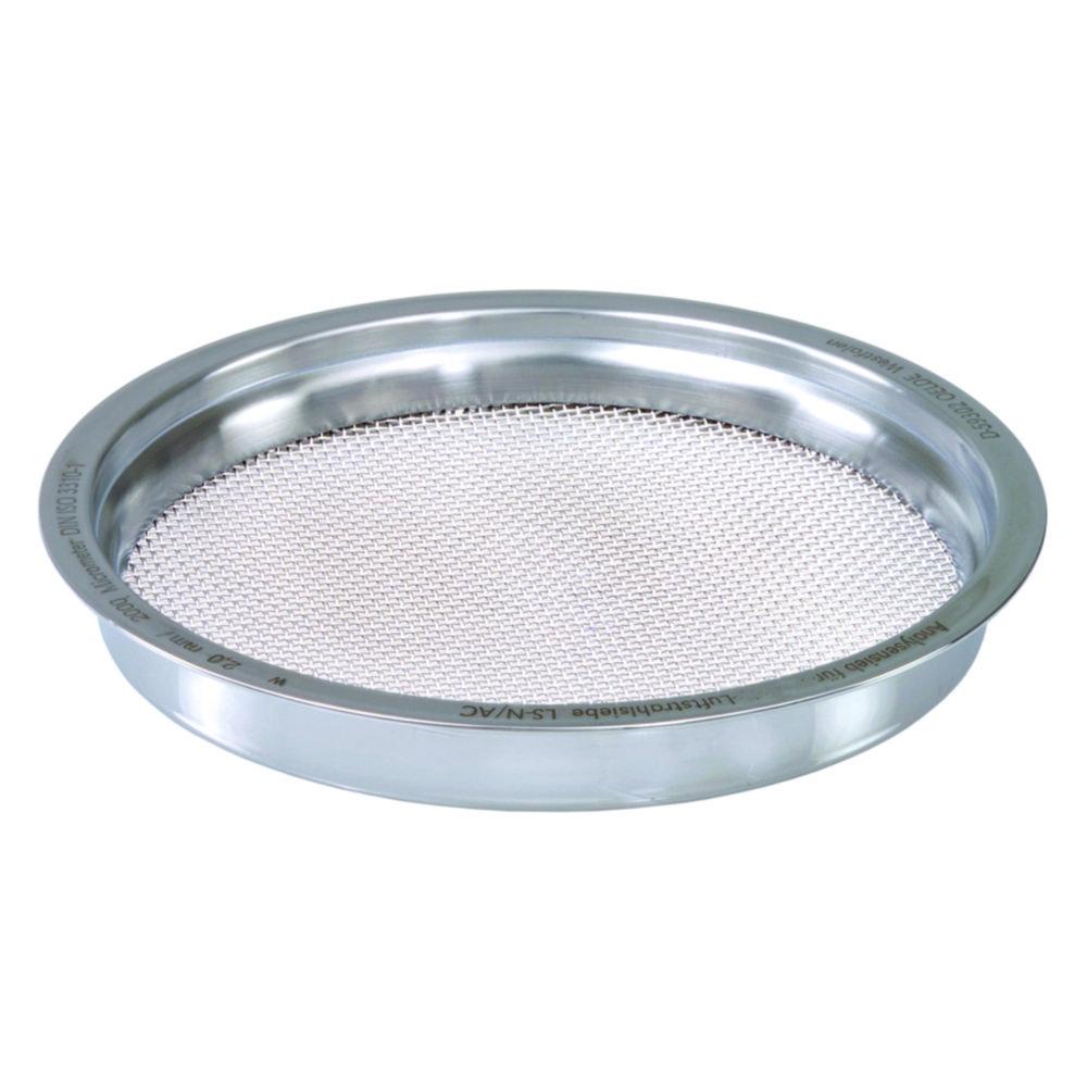 Air draft sieve 203 x 28 mm 80 µm mw., with stainless steel frame incl. certificate 2.1 acc. DIN EN 10 204